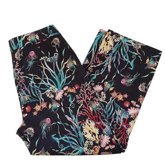 J. Crew Collection Navy Sea Life Print Cropped Cotton, lined Pants Sz: 6 - Picture 5 of 11